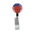 Carolines Treasures American Flag and Longhair Red Dachshund Retractable Badge Reel BB2144BR